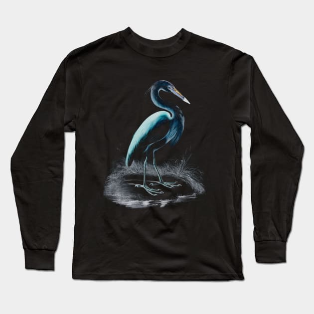 Majestic Heron Long Sleeve T-Shirt by Unalome_Designs